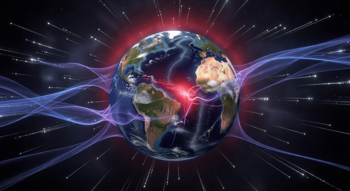 South Atlantic Anomaly map showing weakened magnetic field region
