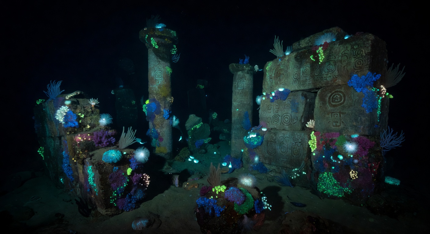 Submerged megalithic structures beneath the ocean